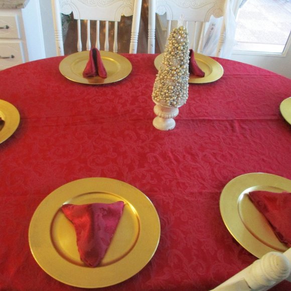 Bordeaux Damask Placemat Napkins Set | Supreme Accents Damask Tablecloth 54 x 93\